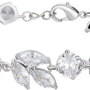 Silver CZ Crystal Elegant Tennis Bracelet for Women Prom Jewelry Gifts